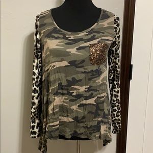 Camo and leopard tee shirt
